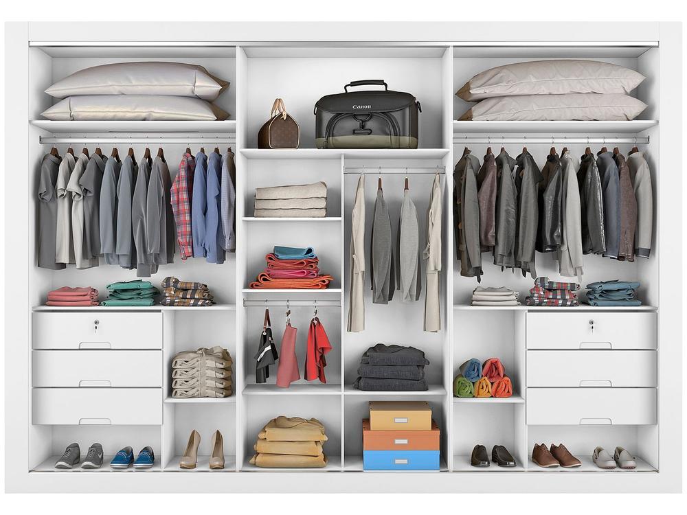 Guarda-roupa Casal com Espelho 3 Portas de Correr - 5