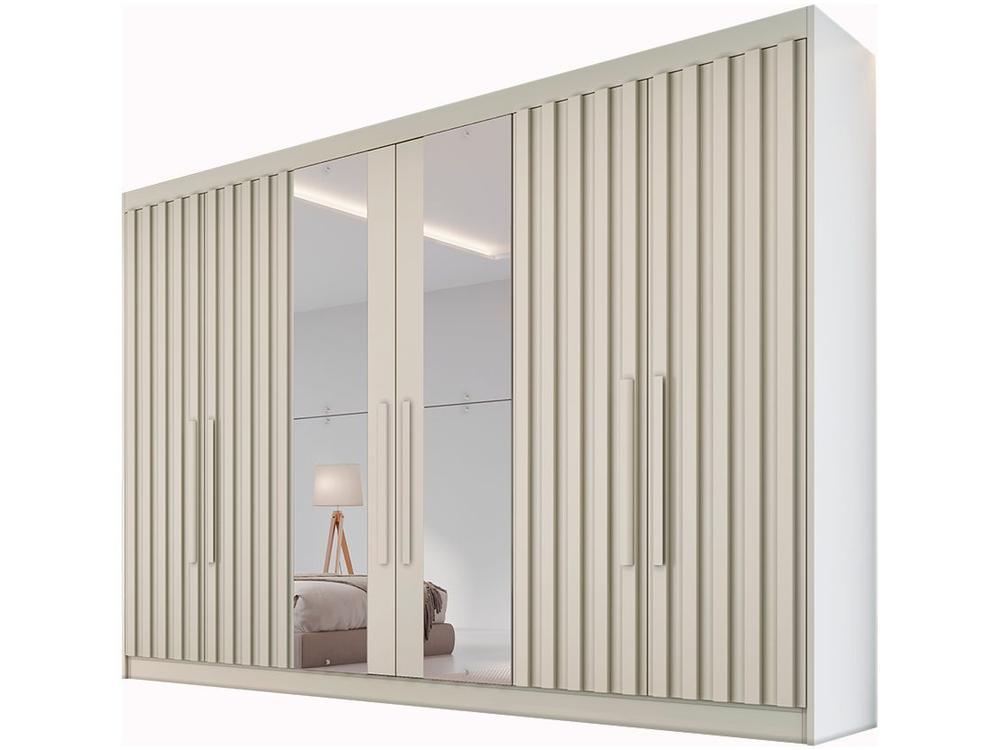 Guarda-roupa Casal com Espelho 6 Portas 6 Gavetas Móveis Europa Ripado Potente - 2