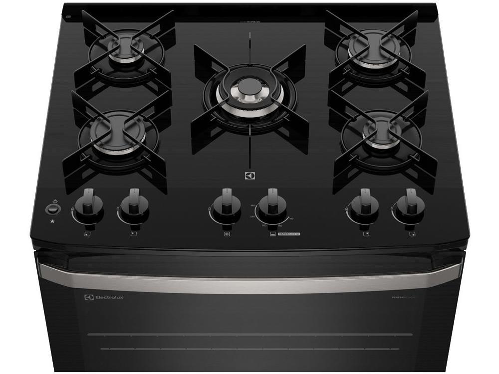 Fogão 5 Bocas Electrolux Preto Mesa de Vidro VaporBake FE5GP - 5