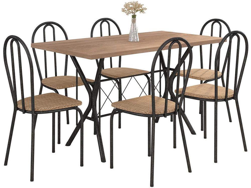 Mesa de Jantar 6 Cadeiras Retangular Preta - 5
