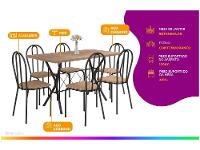 Mesa de Jantar 6 Cadeiras Retangular Preta - 2