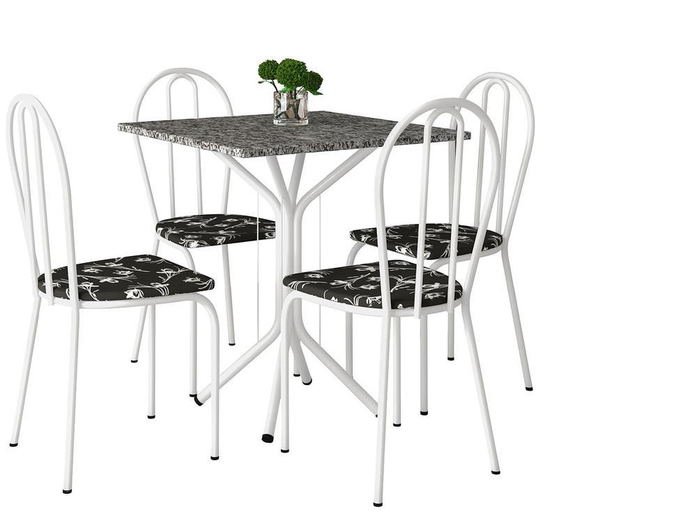 Mesa de Jantar 4 Cadeiras Quadrada Branca Artefamol America Thais - 3