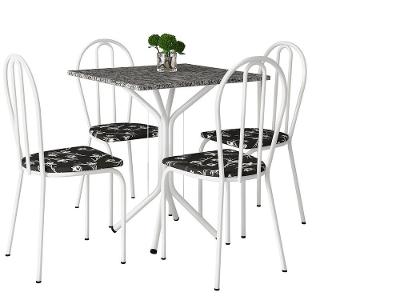 Mesa de Jantar 4 Cadeiras Quadrada Branca Artefamol America Thais