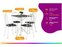 Mesa de Jantar 4 Cadeiras Quadrada Branca Artefamol America Thais - 2