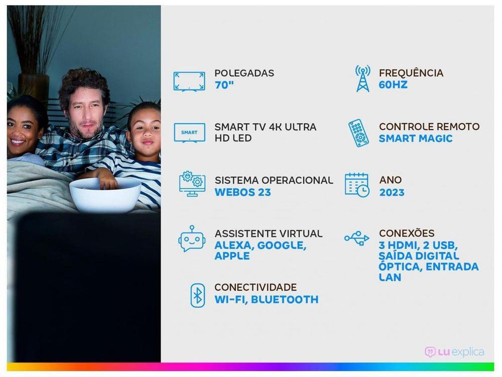 Smart TV 70” 4K UHD LED LG 70UR8750 Wi-Fi Bluetooth Alexa 3 HDMI IA - 2