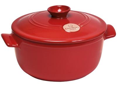 Caçarola Emile Henry de Cerâmica com Tampa 22cm 2,5L Vermelha
