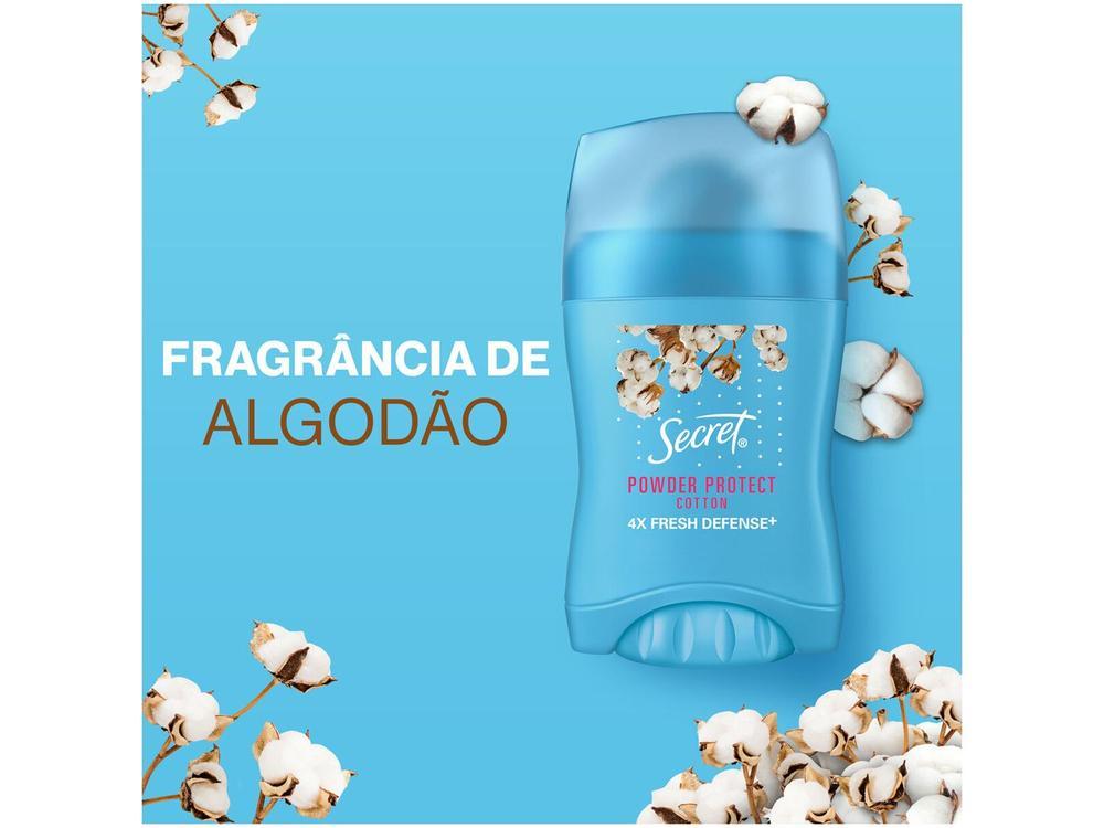Desodorante Antitranspirante Secret em Barra Proteção de Algodão 45g - 8