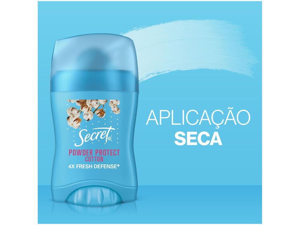 Desodorante Antitranspirante Secret em Barra Proteção de Algodão 45g - 9