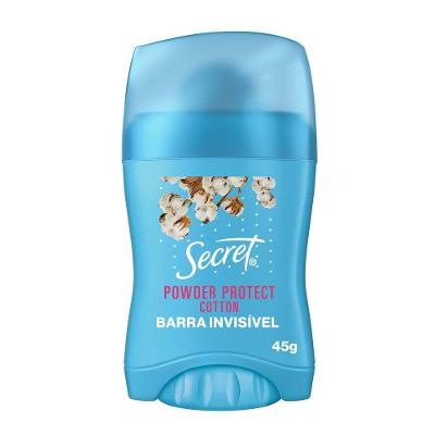 Desodorante Antitranspirante Secret em Barra Proteção de Algodão 45g