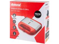 Sanduicheira Grill Amvox Vermelho 750W Lar - 9