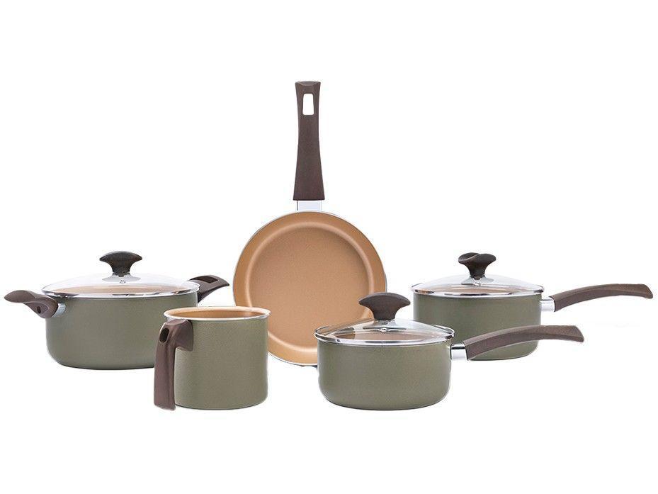 Jogo de Panelas Brinox de Alumínio Verde 5 Peças - 1