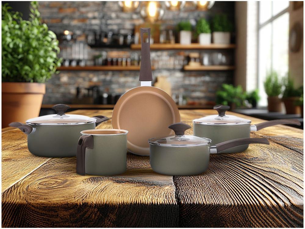 Jogo de Panelas Brinox de Alumínio Verde 5 Peças - 2