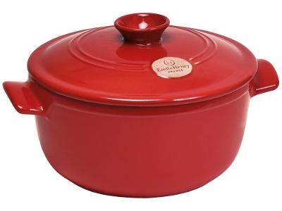 Caçarola Emile Henry de Cerâmica com Tampa 28,5cm 5L Vermelha