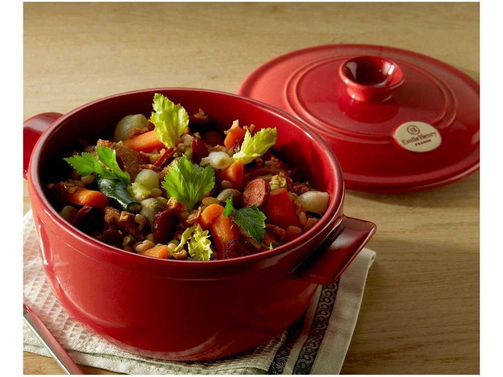 Caçarola Emile Henry de Cerâmica com Tampa 26cm 4L Vermelha - 2