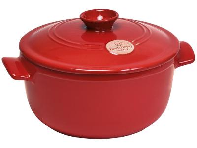 Caçarola Emile Henry de Cerâmica com Tampa 26cm 4L Vermelha
