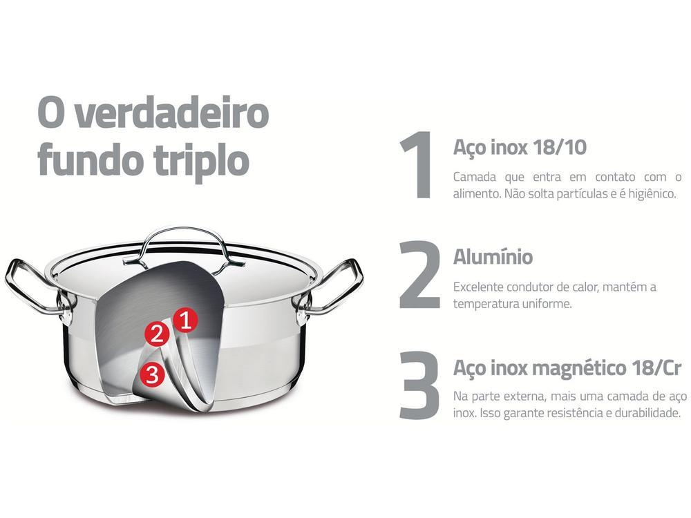 Caçarola Tramontina Inox Fundo Triplo 20cm 3,6L Professional - 5