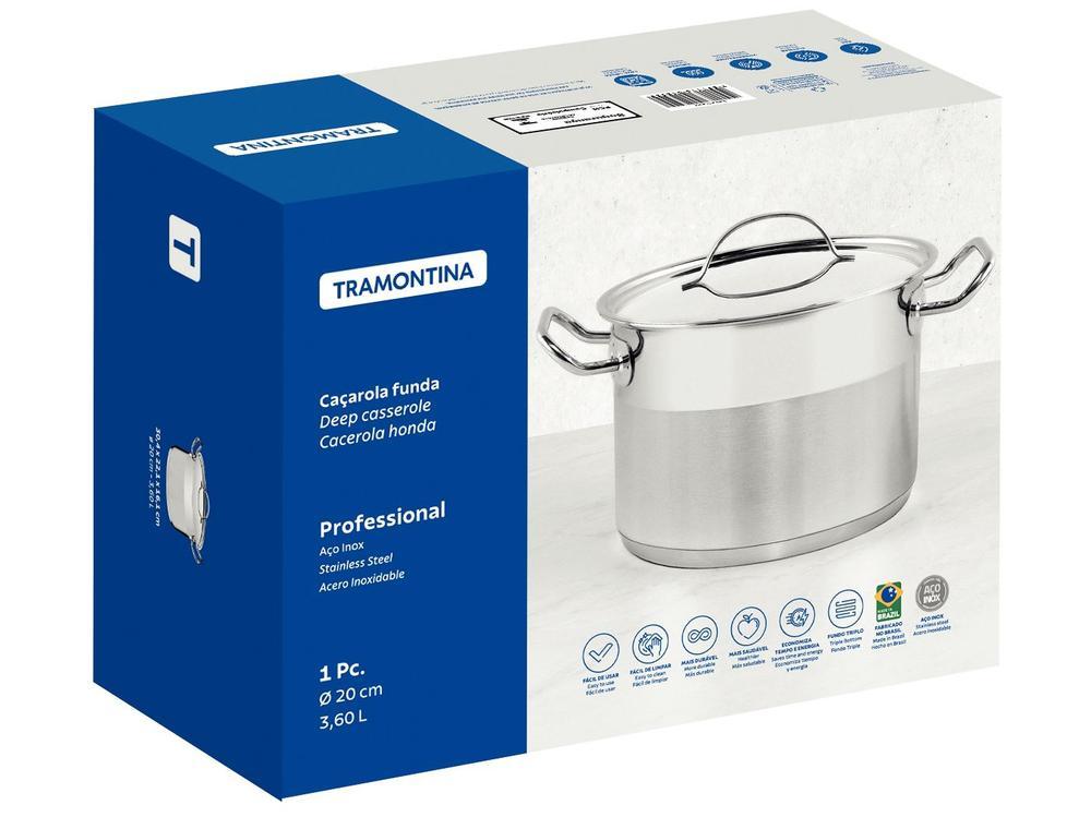 Caçarola Tramontina Inox Fundo Triplo 20cm 3,6L Professional - 6