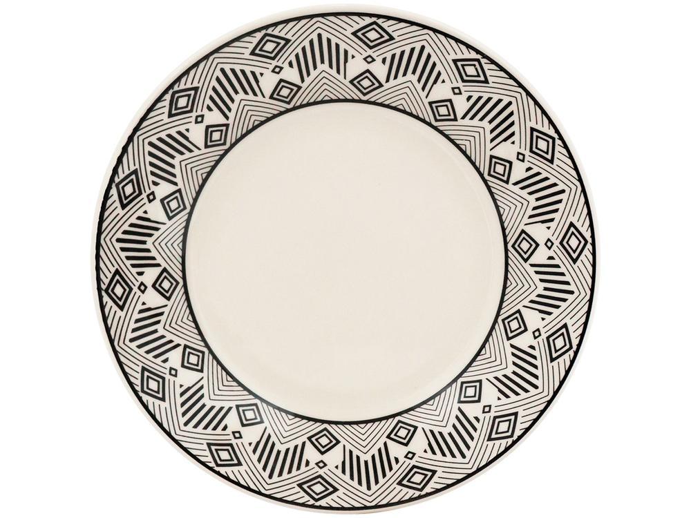 Aparelho de Jantar e Chá 20 Peças Biona de Cerâmica Redondo Bege e Preto Donna - 2