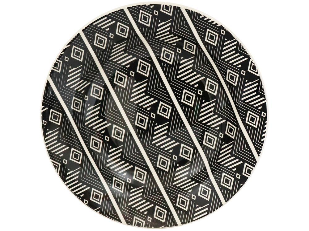 Aparelho de Jantar e Chá 20 Peças Biona de Cerâmica Redondo Bege e Preto Donna - 3