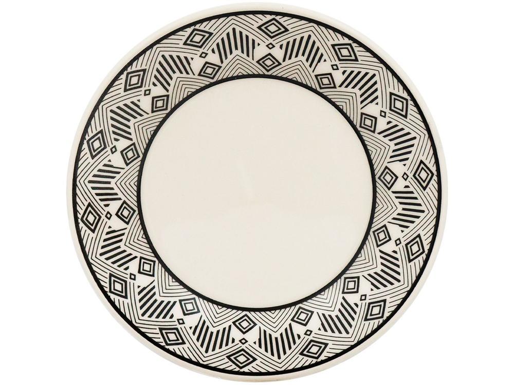 Aparelho de Jantar e Chá 20 Peças Biona de Cerâmica Redondo Bege e Preto Donna - 4