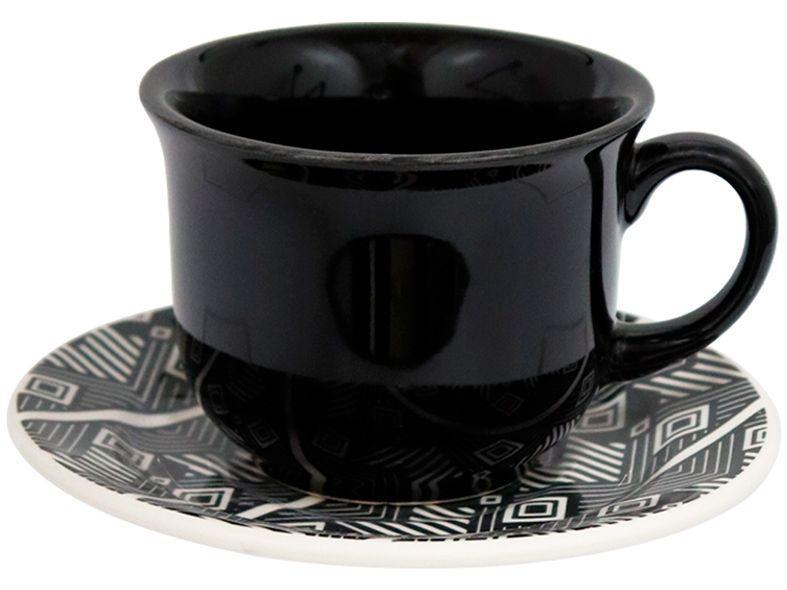 Aparelho de Jantar e Chá 20 Peças Biona de Cerâmica Redondo Bege e Preto Donna - 5