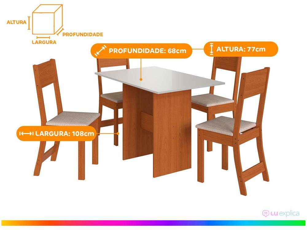 Mesa de Jantar 4 Cadeiras Retangular Freijo e Off White Indekes Luiza - 3