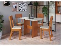Mesa de Jantar 4 Cadeiras Retangular Freijo e Off White Indekes Luiza - 1