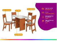 Mesa de Jantar 4 Cadeiras Retangular Freijo e Off White Indekes Luiza - 2