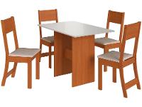 Mesa de Jantar 4 Cadeiras Retangular Freijo e Off White Indekes Luiza