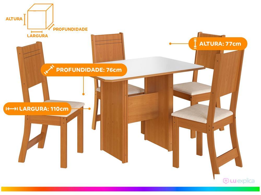 Mesa de Jantar 4 Cadeiras Retangular Noce e Off White Indekes Cristal - 3