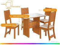 Mesa de Jantar 4 Cadeiras Retangular Noce e Off White Indekes Cristal - 3