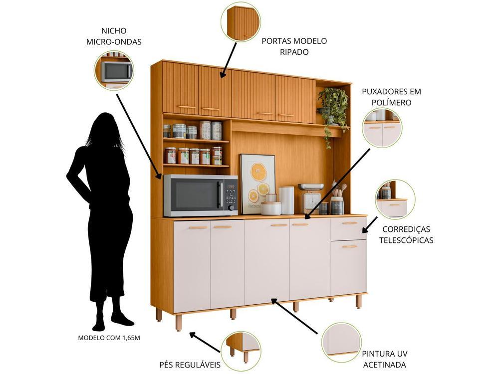 Armário de Cozinha Compacta Poliman Móveis Núria 9 Portas 1 Gaveta - 5