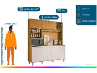 Armário de Cozinha Compacta Poliman Móveis Núria 9 Portas 1 Gaveta - 2
