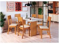 Mesa de Jantar 6 Cadeiras Retangular Freijo e Off White Indekes Luiza - 1