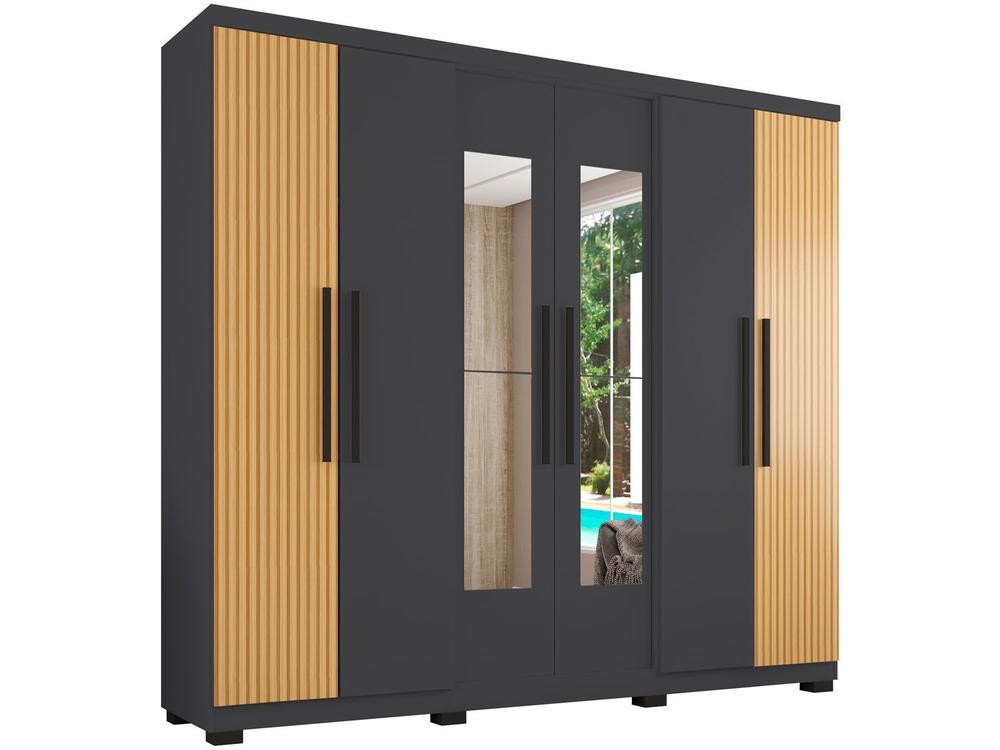 Guarda-roupa Casal com Espelho 6 Portas 4 Gavetas Araplac Braga - 1