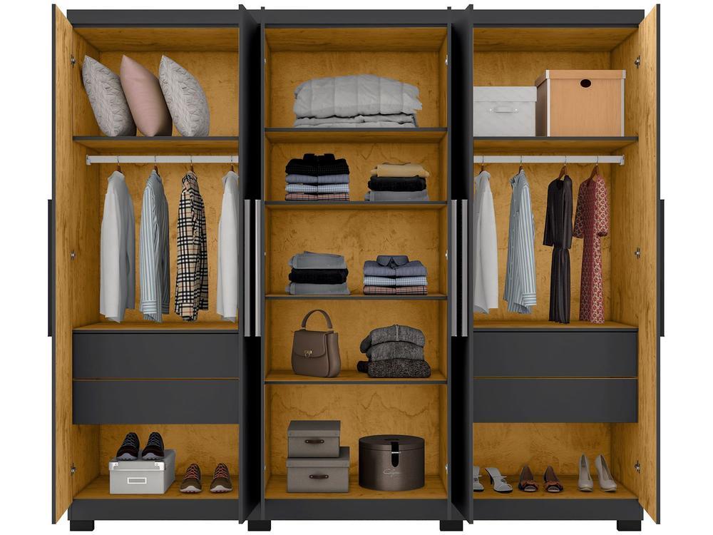 Guarda-roupa Casal com Espelho 6 Portas 4 Gavetas Araplac Braga - 8