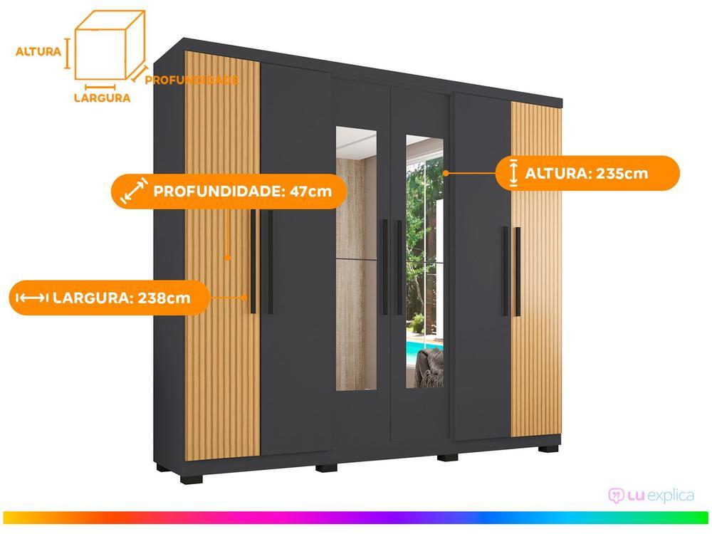 Guarda-roupa Casal com Espelho 6 Portas 4 Gavetas Araplac Braga - 3