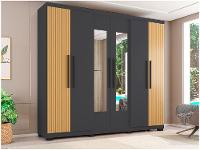 Guarda-roupa Casal com Espelho 6 Portas 4 Gavetas Araplac Braga
