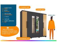 Guarda-roupa Casal com Espelho 6 Portas 4 Gavetas Araplac Braga - 2