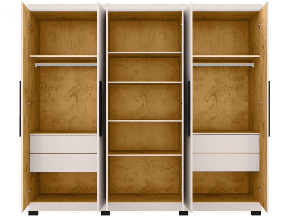 Guarda-roupa Casal com Espelho 6 Portas 4 Gavetas Araplac Braga - 6