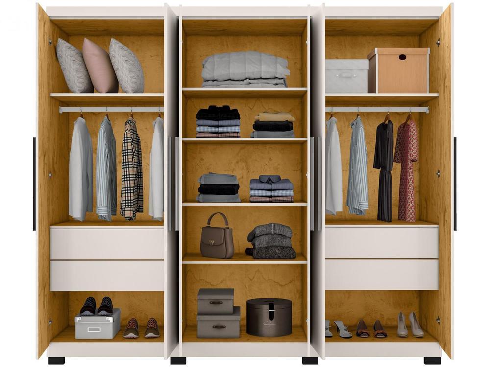 Guarda-roupa Casal com Espelho 6 Portas 4 Gavetas Araplac Braga - 8