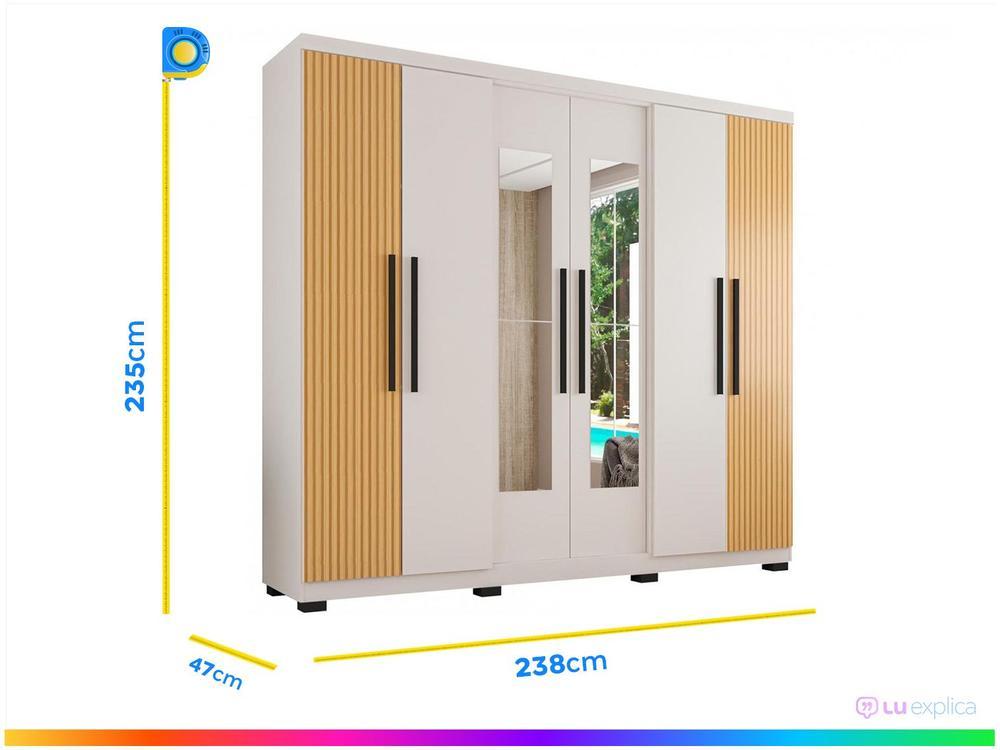Guarda-roupa Casal com Espelho 6 Portas 4 Gavetas Araplac Braga - 3