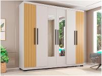 Guarda-roupa Casal com Espelho 6 Portas 4 Gavetas Araplac Braga