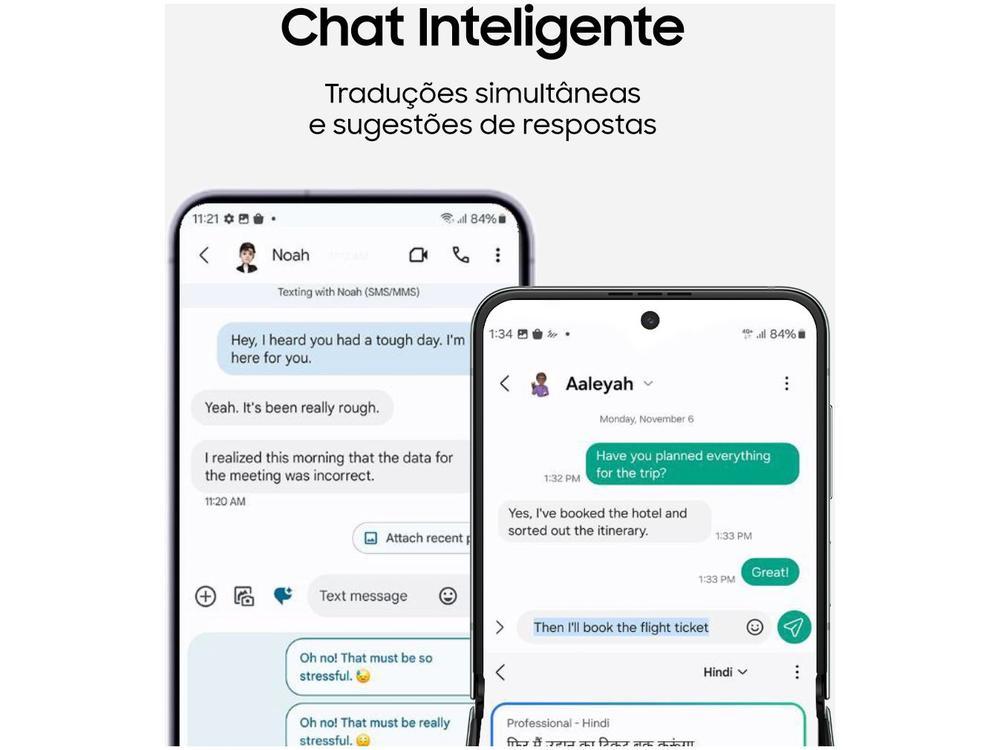 Smartphone Samsung Z Flip 5 512GB Rosa 5G Snapdragon 8GB RAM 6,7" Câm. Dupla + Selfie 10MP Dual Chip - 8