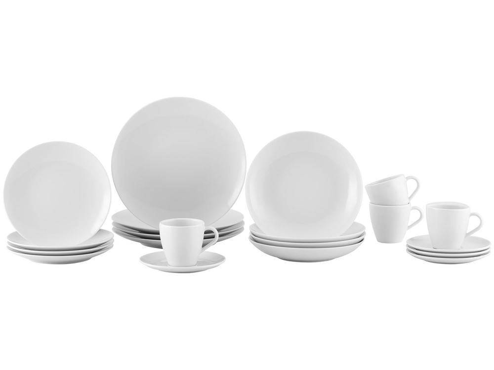 Aparelho de Jantar e Chá 20 Peças Tramontina de Porcelana Branco Redondo Silvia - 1