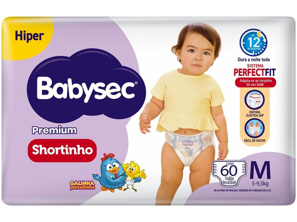 Fralda Shortinho BabySec Premium Galinha Pintadinha Tam. M 5 a 9,5kg 60 Unidades - 1