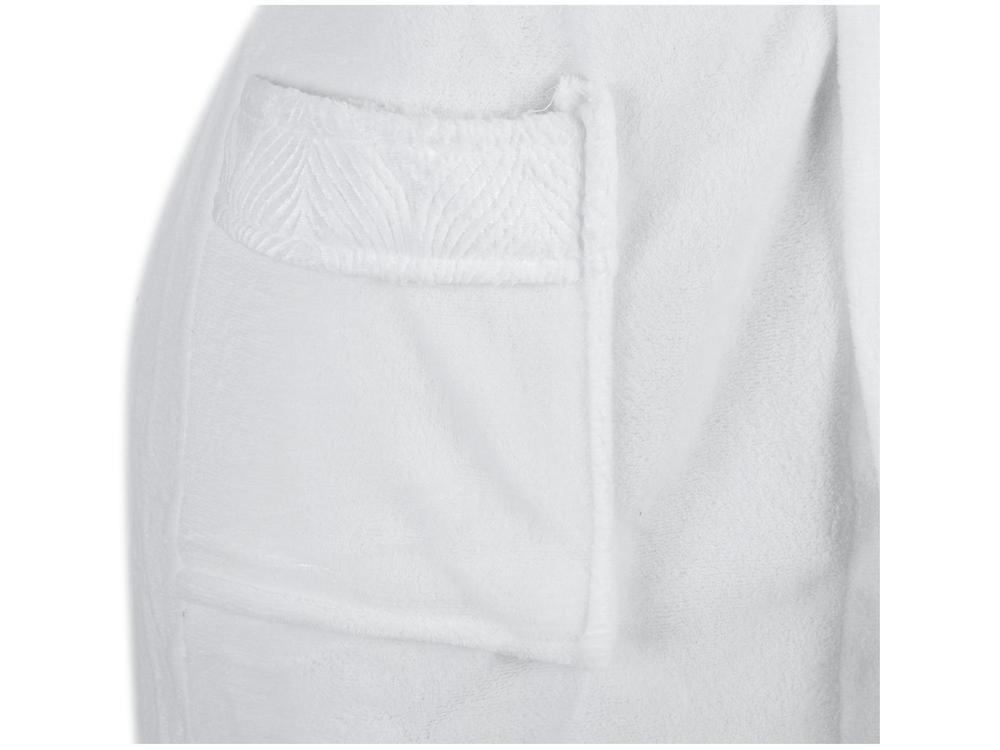 Roupão de Inverno de Microfibra Atlântica Sofisticata Premium Gola Estampada Branco - 6
