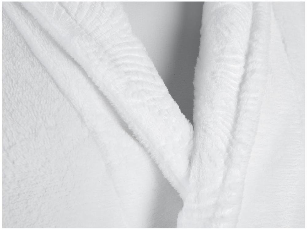 Roupão de Inverno de Microfibra Atlântica Sofisticata Premium Gola Estampada Branco - 7