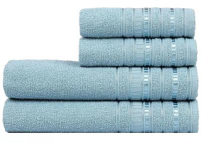 Jogo de Toalhas de Banho Atlântica Delicata Garden Azul Cetim 4 Peças