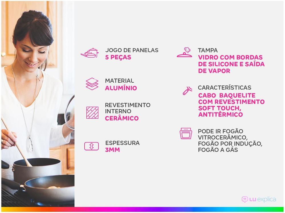 Jogo de Panelas Brinox Revestimento Cerâmico Preto 5 Peças Carbon Ceramic Life - 2